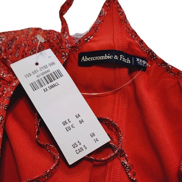 Abercrombie & Fitch mini dress red floral t-back NWT XXS - Picture 3 of 4